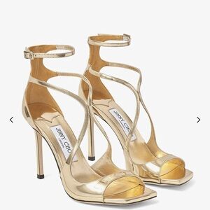 Jimmy Choo Metallic Gold Ankle Strap Heels